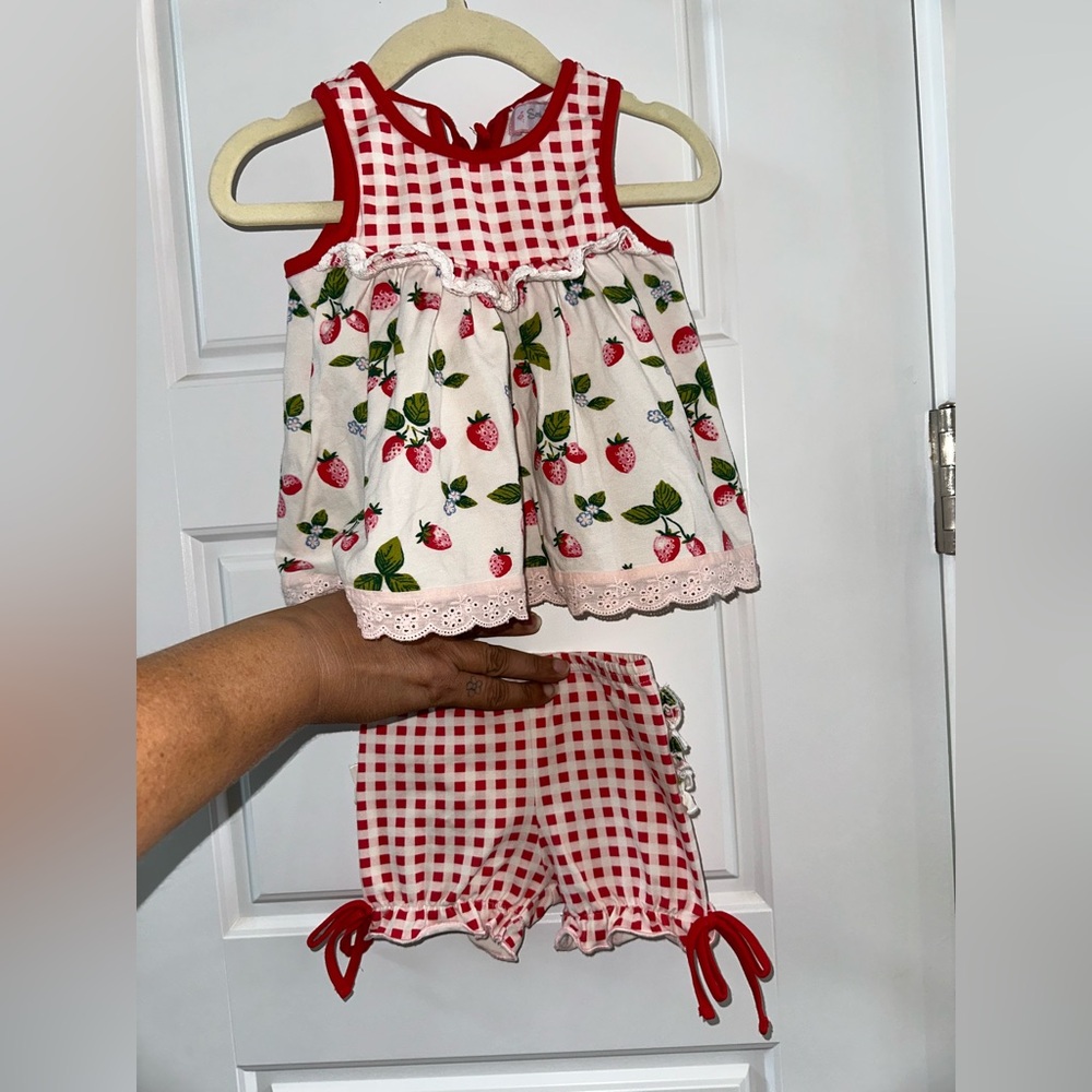 SweetHoney Red and White Strawberry Kids Matching Set